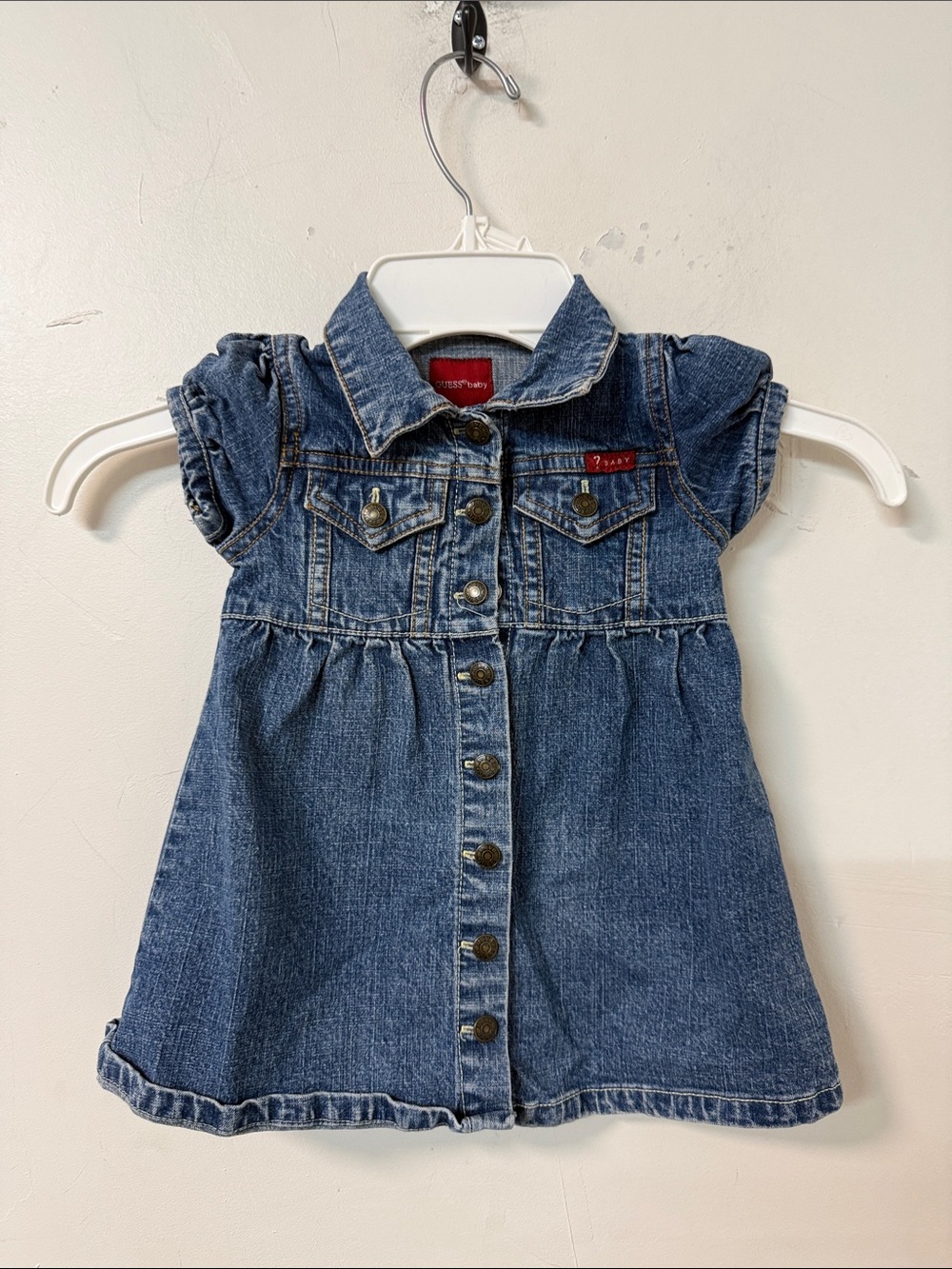Guess Girls' Blue Short-Sleeve Denim Dress